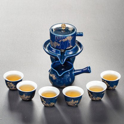 Retro Kung Fu Tea Set 10-Piece with Tray | Ceramic Lazy Tea Set Gift Box with Tea Ceremony Accessories