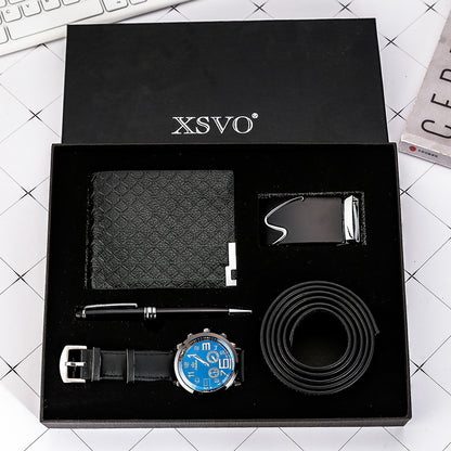Men’s Gift Set Combo – Belt, Wallet, Quartz Watch & Pen | Premium 4-in-1 Stylish Gift Set for Men