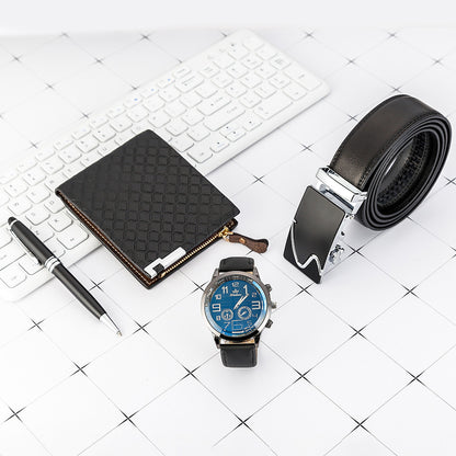Men’s Gift Set Combo – Belt, Wallet, Quartz Watch & Pen | Premium 4-in-1 Stylish Gift Set for Men