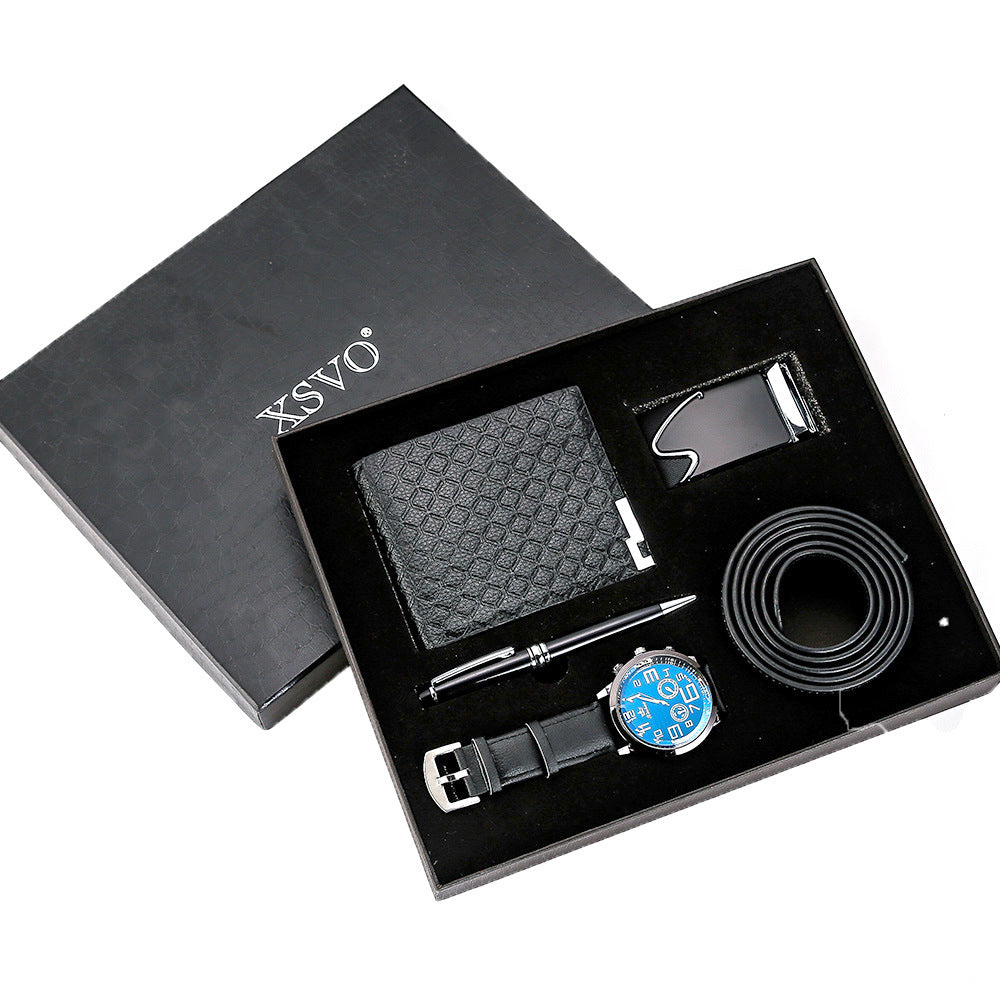Men’s Gift Set Combo – Belt, Wallet, Quartz Watch & Pen | Premium 4-in-1 Stylish Gift Set for Men