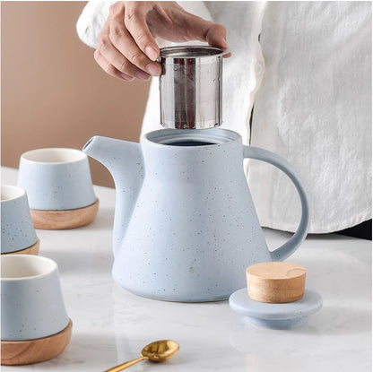 Ceramic Tea Set One Pot Four Cups | Flower Design Tea Set Gift Box | Heat Resistant Modern Tea Set