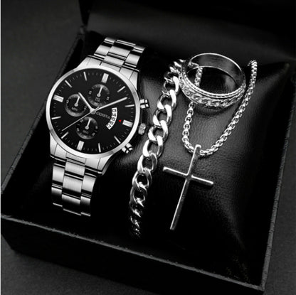 Men's Temperament Business Watch All-match Cross Steel Belt