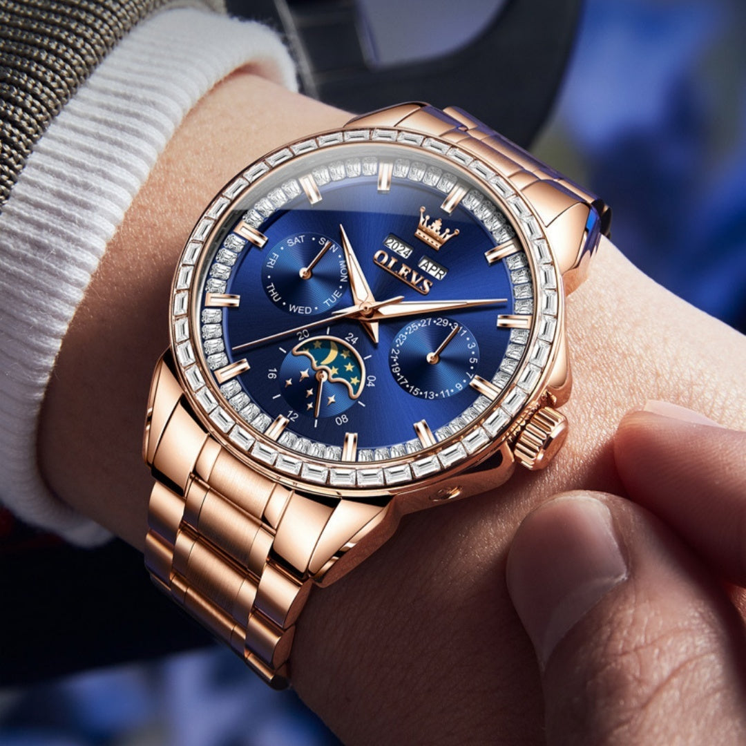 Multi-functional Men's Diamond-embedded Automatic Mechanical Watch