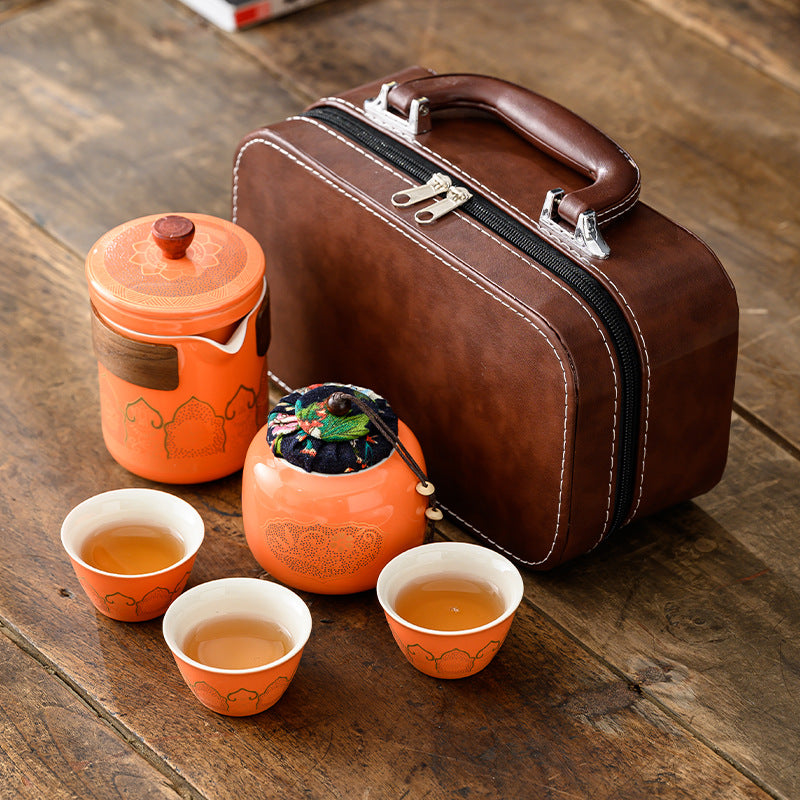 Tea Set Suit Ceramic One Pot Four Cups Gift Box
