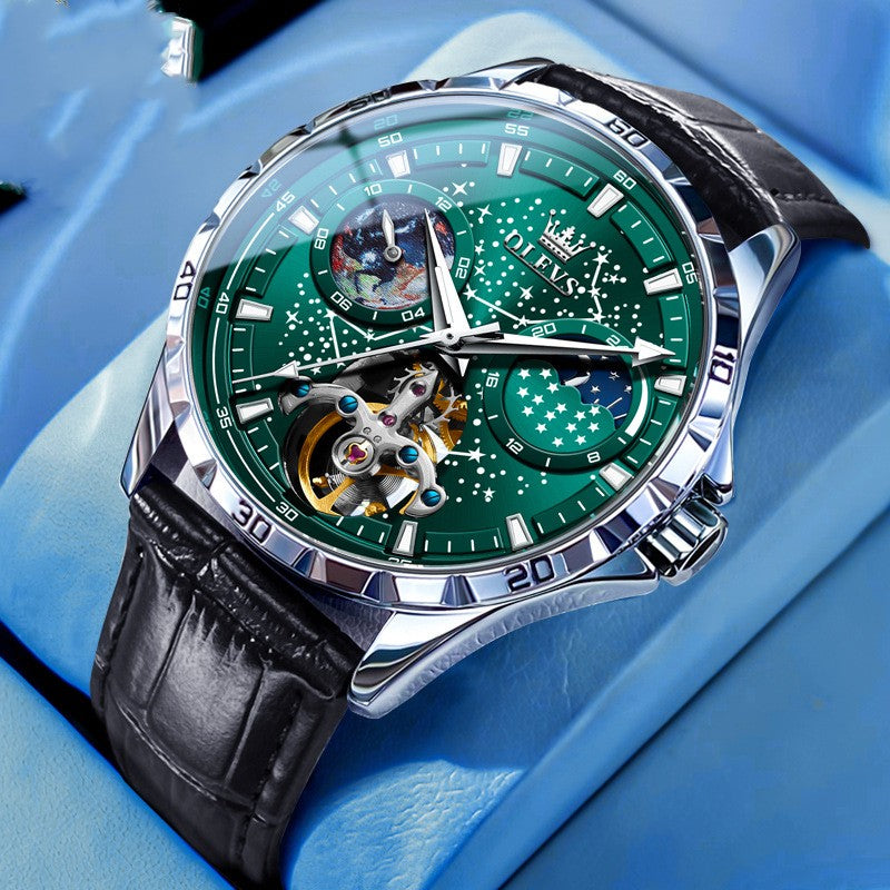 Fashion Starry Sky Mechanical Business Hollow Waterproof Watch
