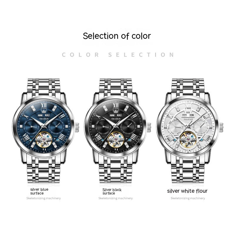Multi-functional Fashion Mechanical Business Classic Steel Belt Waterproof Men's Watch