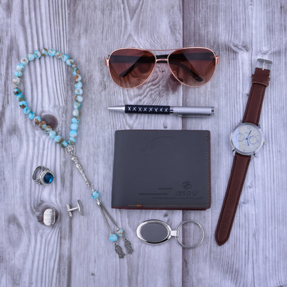 Fanbuluxe Premium Men’s Gift Set Combo 8-in-1 | Watch, Wallet, Sunglasses, Ring, Pen & Accessories Gift Pack
