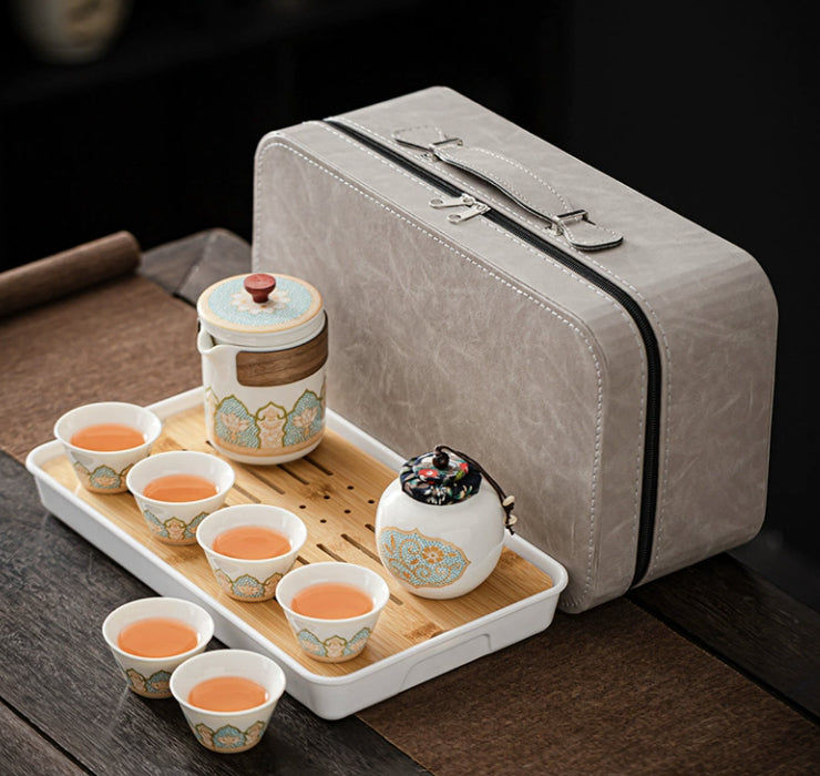 Tea Set Suit Ceramic One Pot Four Cups Gift Box