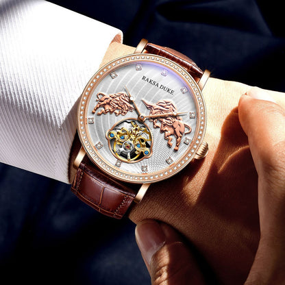 Diamond-embedded Commemorative Waterproof Famous Mechanical Watch
