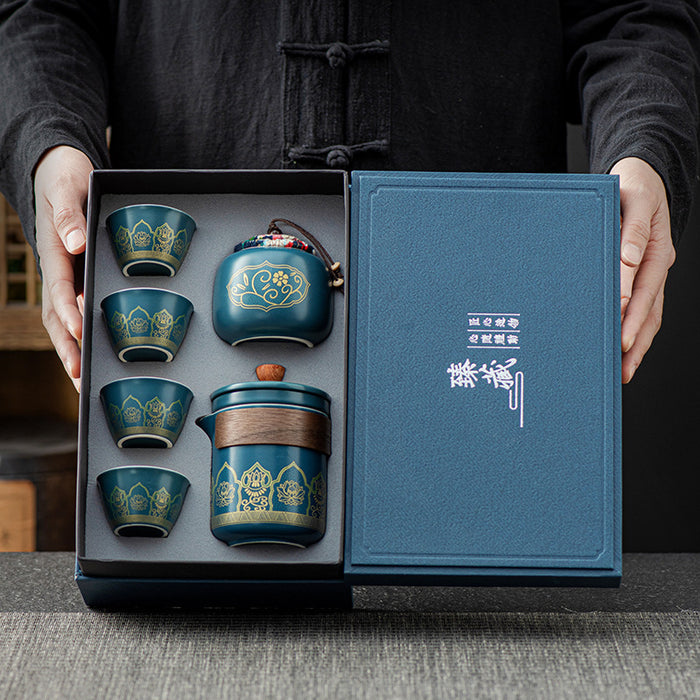 Tea Set Suit Ceramic One Pot Four Cups Gift Box