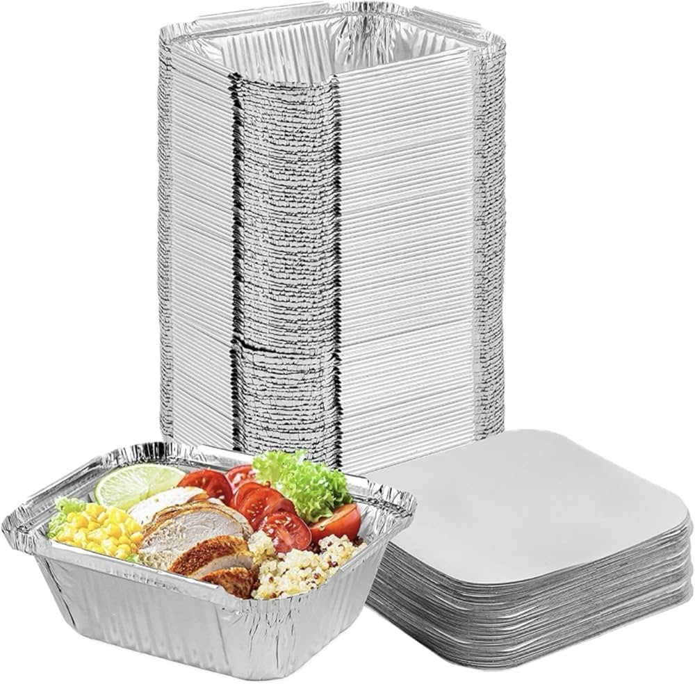 Aluminium Foil Food Containers Small Size Pack of 50 | Disposable Takeaway & Storage Boxes