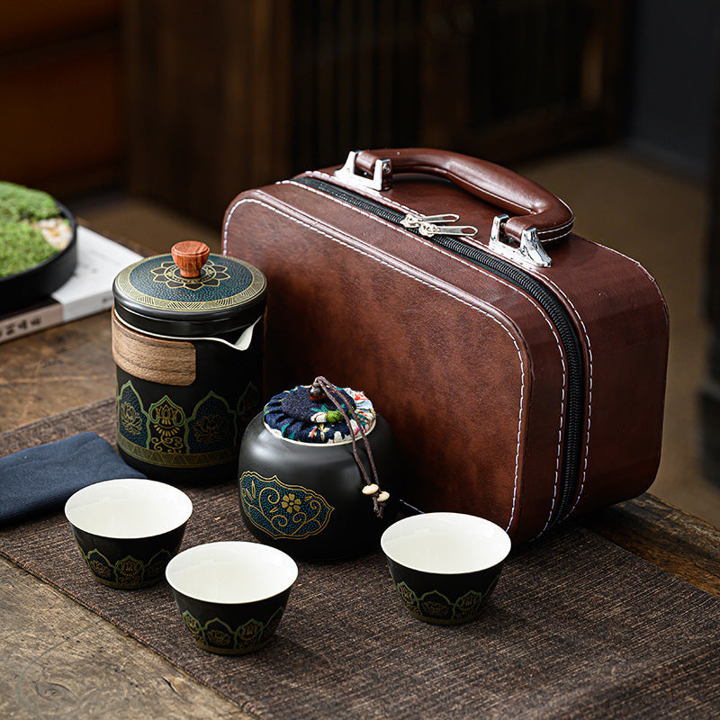 Tea Set Suit Ceramic One Pot Four Cups Gift Box