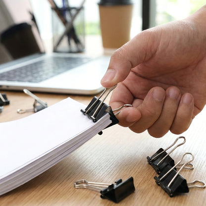 Heavy Duty Black Metal Binder Clips (25 Mm 12 Pieces Set)