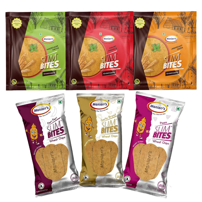Slim Bites & Jain Khakhra Wheat Chips Combo Pack – 6 Assorted Packs