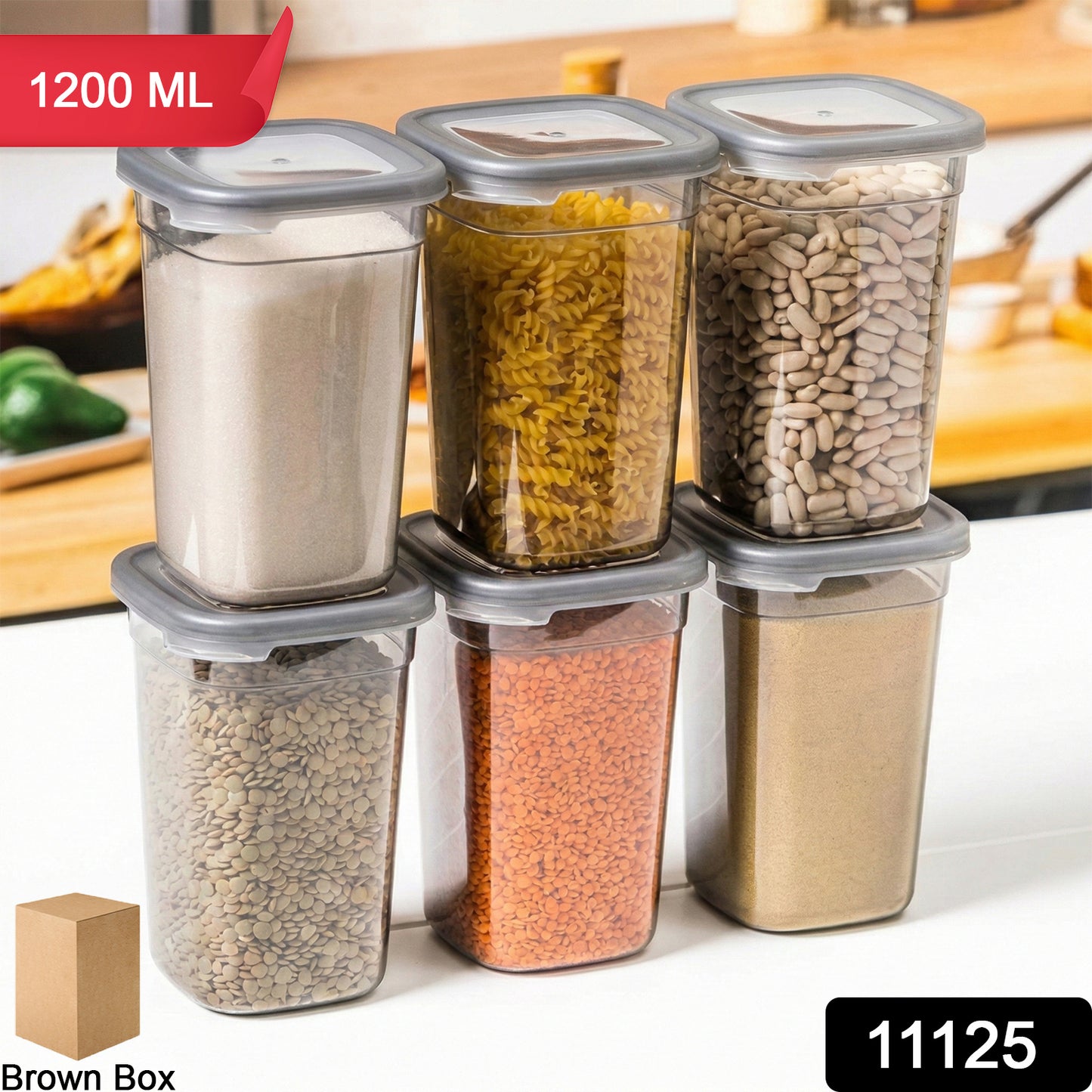 Plastic Multipurpose Kitchen Storage  Fridge Container (1200 Ml 6 Pc)