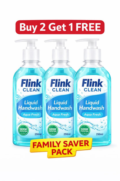 Flink Clean Aqua Fresh Handwash Gel 250ml (Pack of 3) | Antibacterial Liquid Hand Wash | Refreshing Fragrance