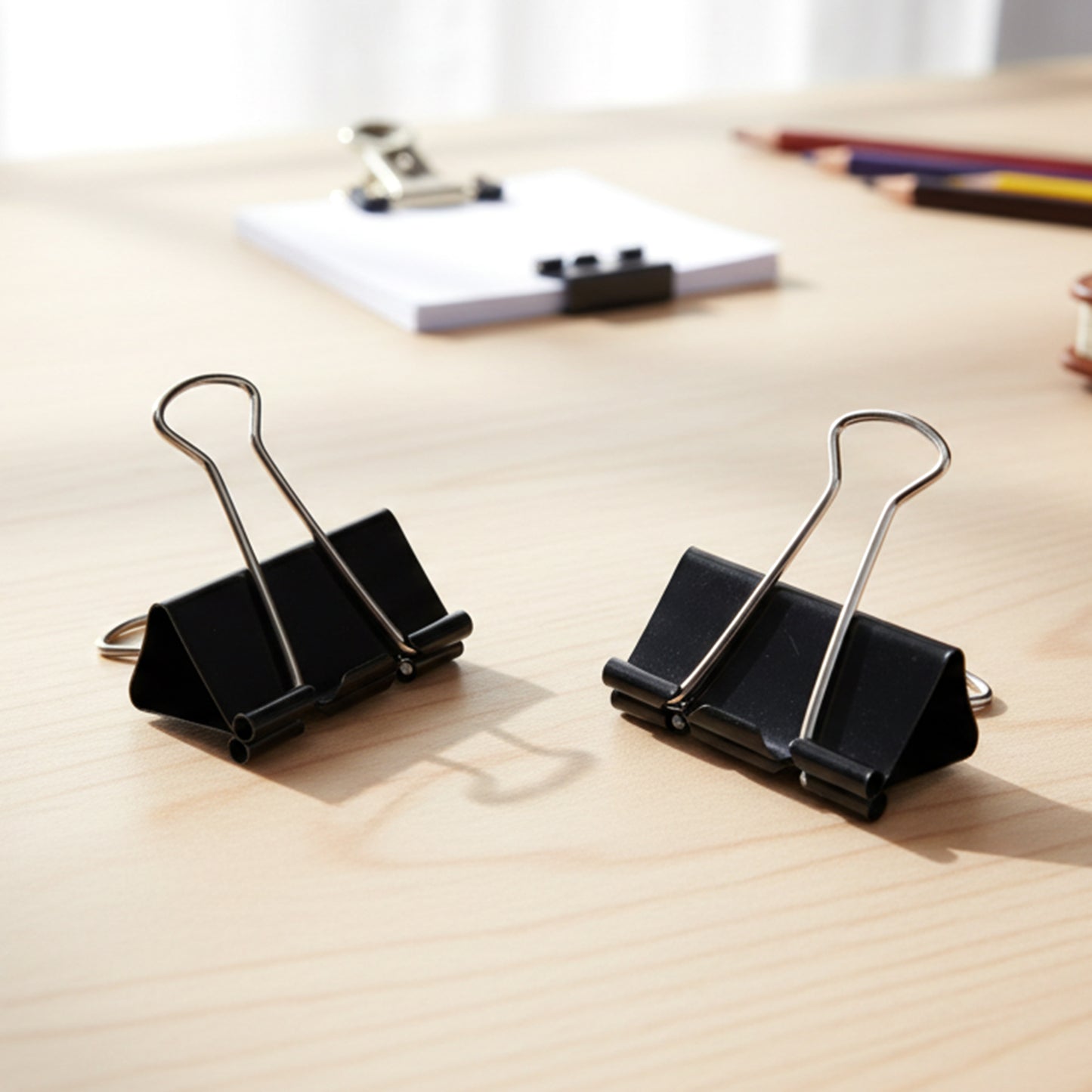 Black Metal Binder Clips (15 Mm 12 Pieces Set)