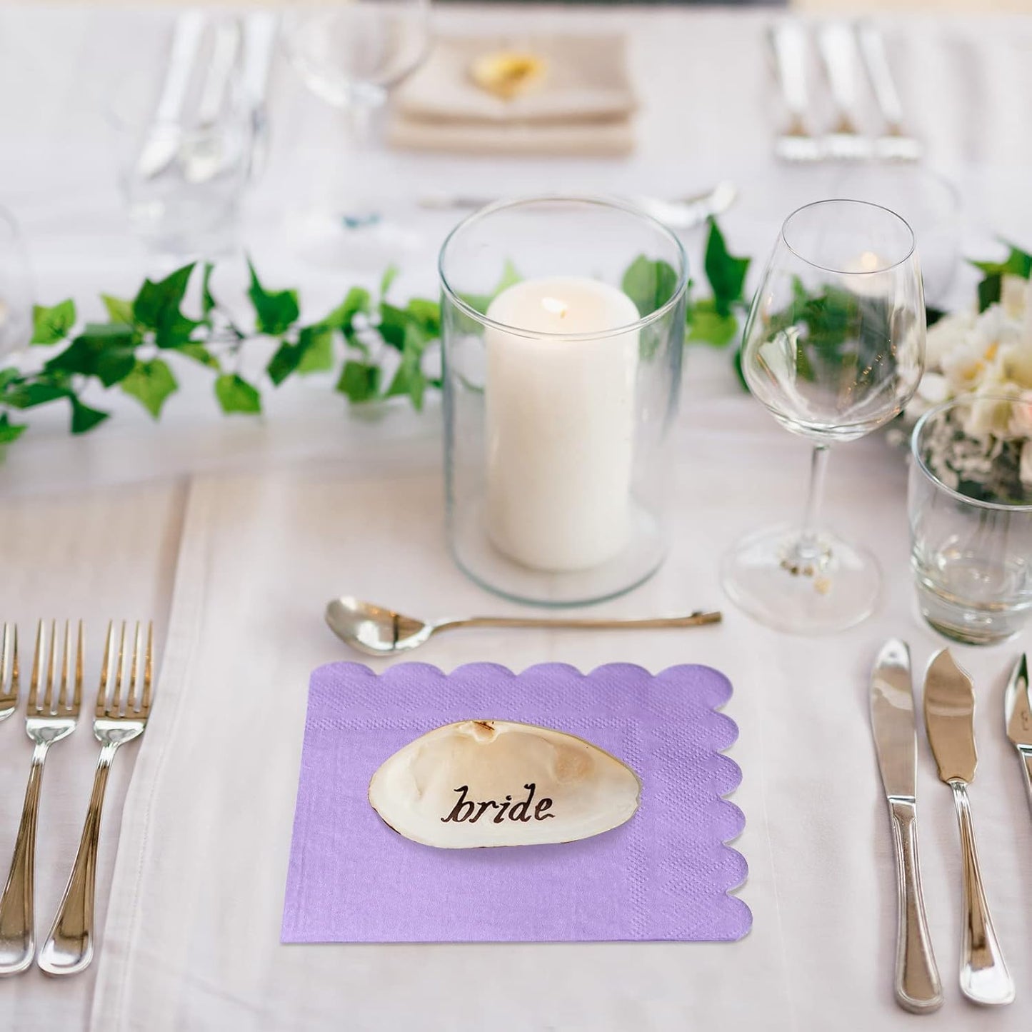 Lilac Scalloped Disposable Paper Napkin (23 X 23 Cm  120 Pc)
