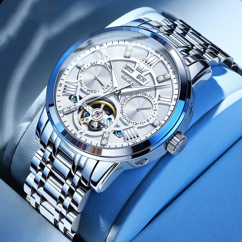Multi-functional Fashion Mechanical Business Classic Steel Belt Waterproof Men's Watch