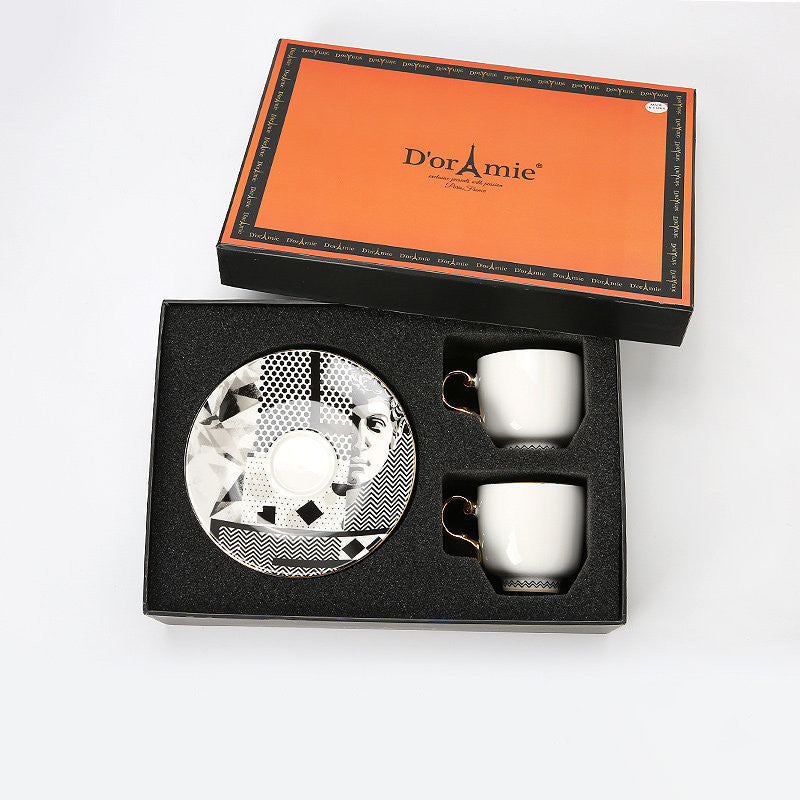 Luxury Turkish Coffee Cup & Saucer Set Gift Box | Vintage Golden Handle Tea Cup Set for Home & Gifting