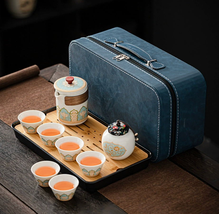 Tea Set Suit Ceramic One Pot Four Cups Gift Box