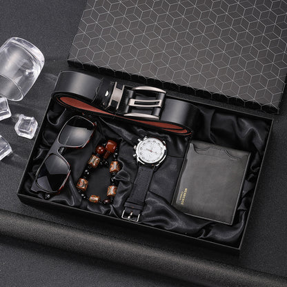 Men’s 5-in-1 Gift Set Combo | Quartz Watch, Belt, Wallet, Sunglasses & Bracelet Stylish Combo Pack