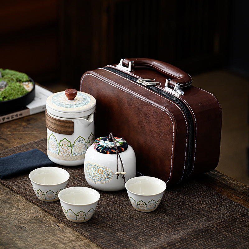 Tea Set Suit Ceramic One Pot Four Cups Gift Box
