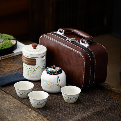 Tea Set Suit Ceramic One Pot Four Cups Gift Box
