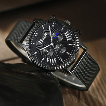 Luxury Men's Stainless Steel Sports Watch & Bracelet Set
