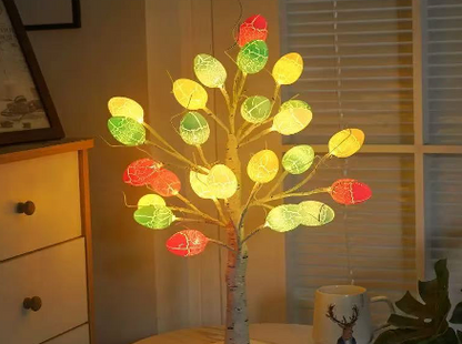 LED Lit Birch Tree with Easter Egg Ornaments – 60cm Decorative Tree
