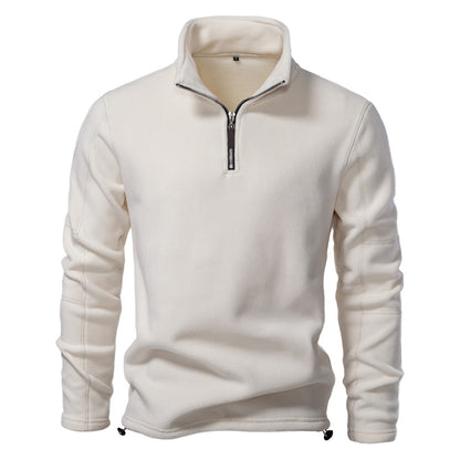 Fashion Personality Stand-collar Zippered Sweatshirt With Fleece Winter Casual Pullover Top Men's Clothing