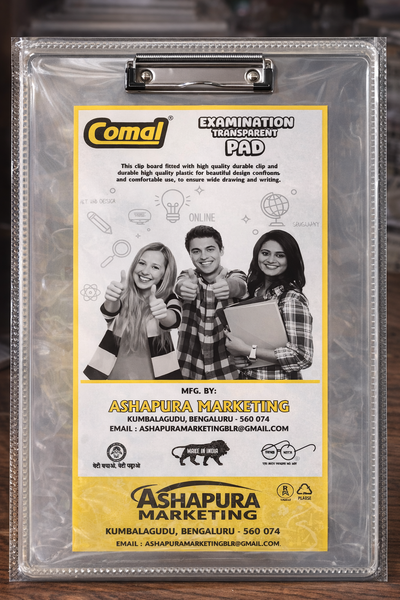 Transparent Exam Pad Clipboard with Strong Clip | A4 Size Writing Board for Students & Office