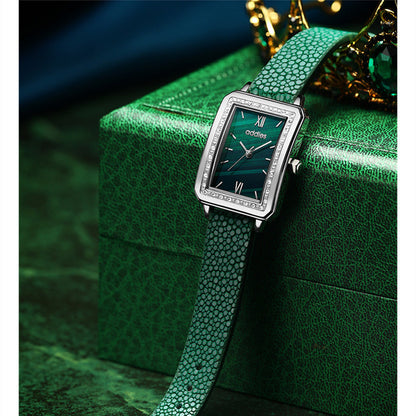 Luxury Green Square Dial Women’s Watch Gift Set – Premium Quartz Designer Timepiece