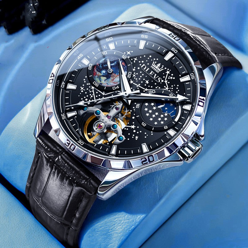 Fashion Starry Sky Mechanical Business Hollow Waterproof Watch