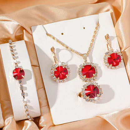 Fashion Watch Gift Suit Quartz Watch Necklace Bracelet Ring Stud Earrings