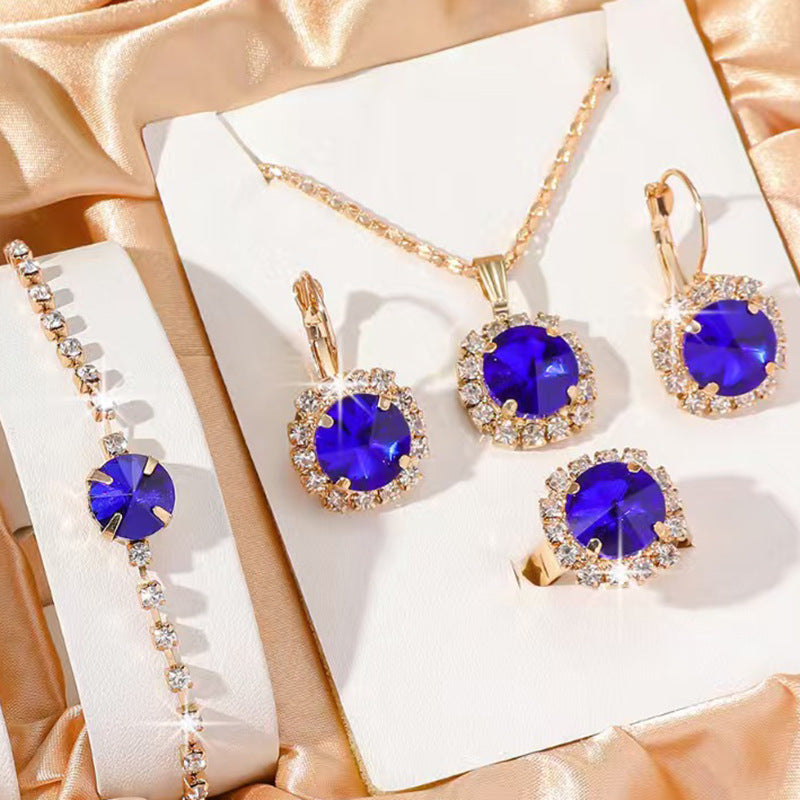 Fashion Watch Gift Suit Quartz Watch Necklace Bracelet Ring Stud Earrings