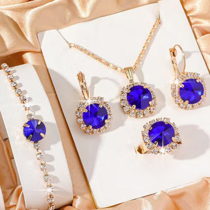 Fashion Watch Gift Suit Quartz Watch Necklace Bracelet Ring Stud Earrings
