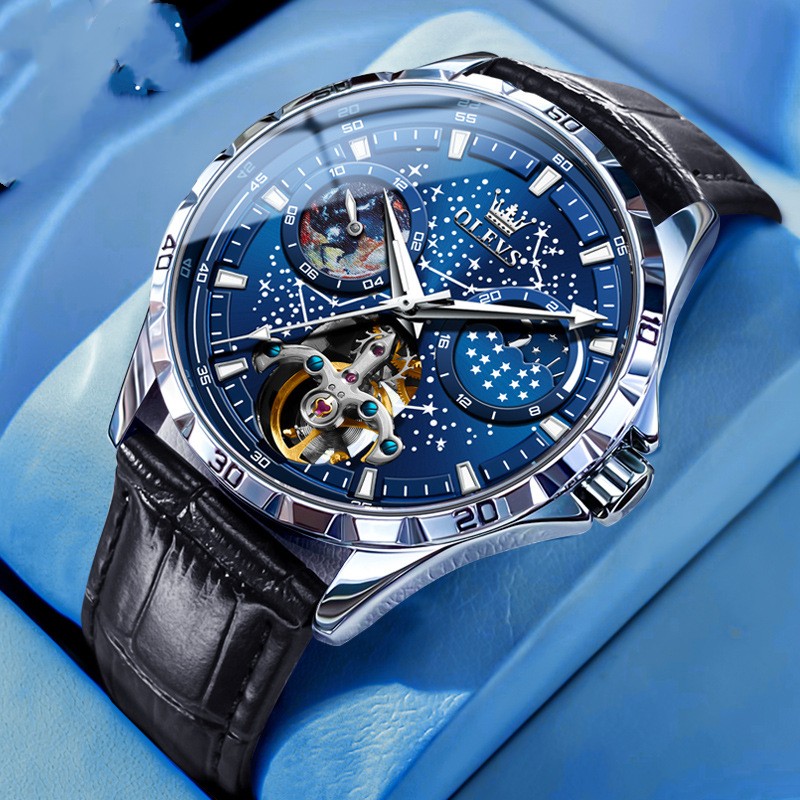 Fashion Starry Sky Mechanical Business Hollow Waterproof Watch