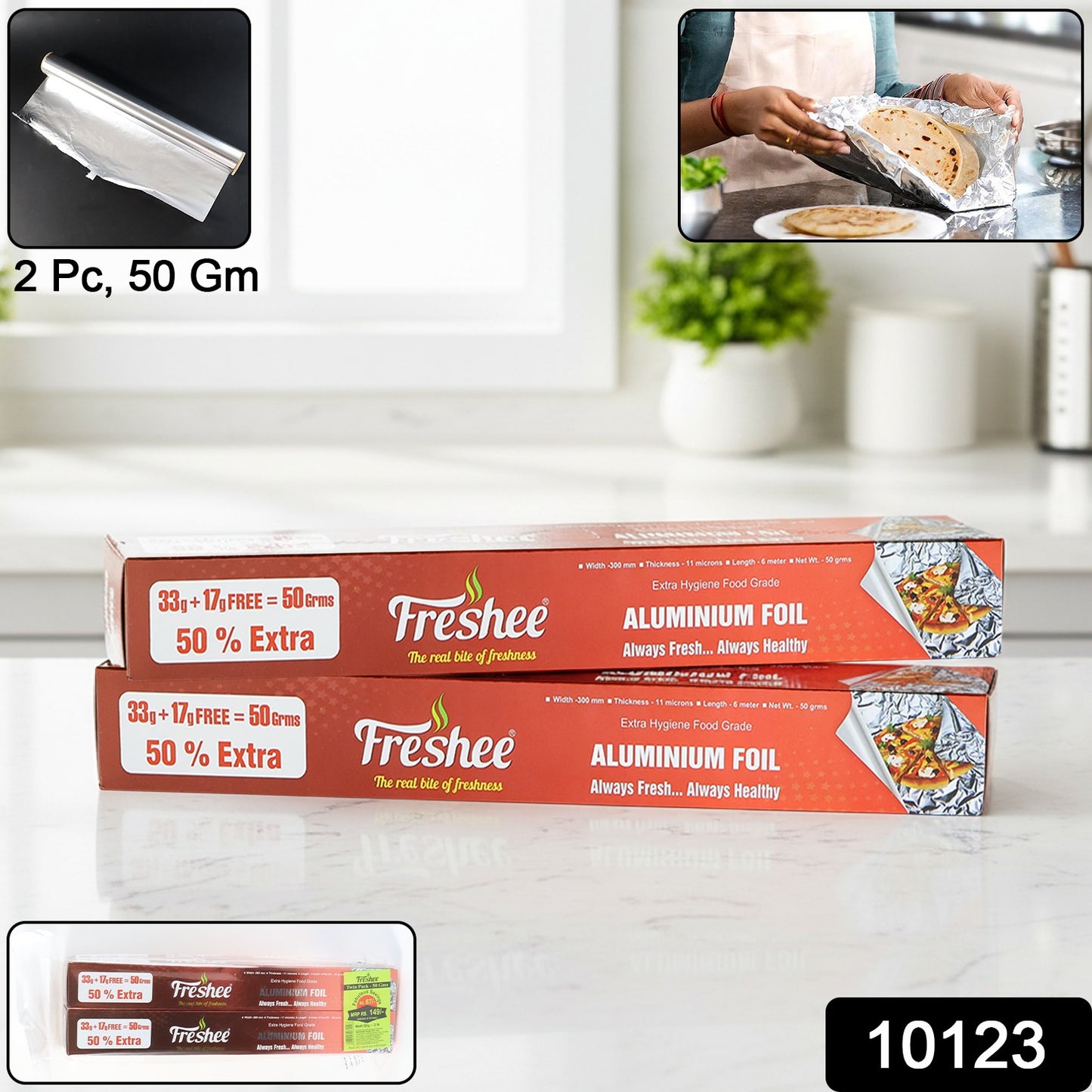 Freshee Premium Aluminium Foil  Twin Pack 2 Pc (Net 50 G Each)