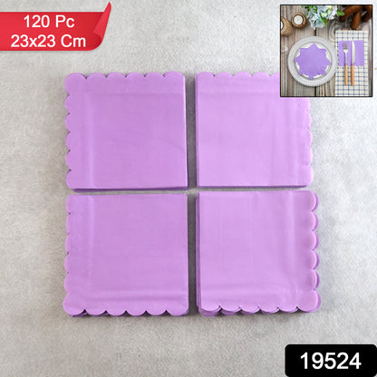Lilac Scalloped Disposable Paper Napkin (23 X 23 Cm  120 Pc)