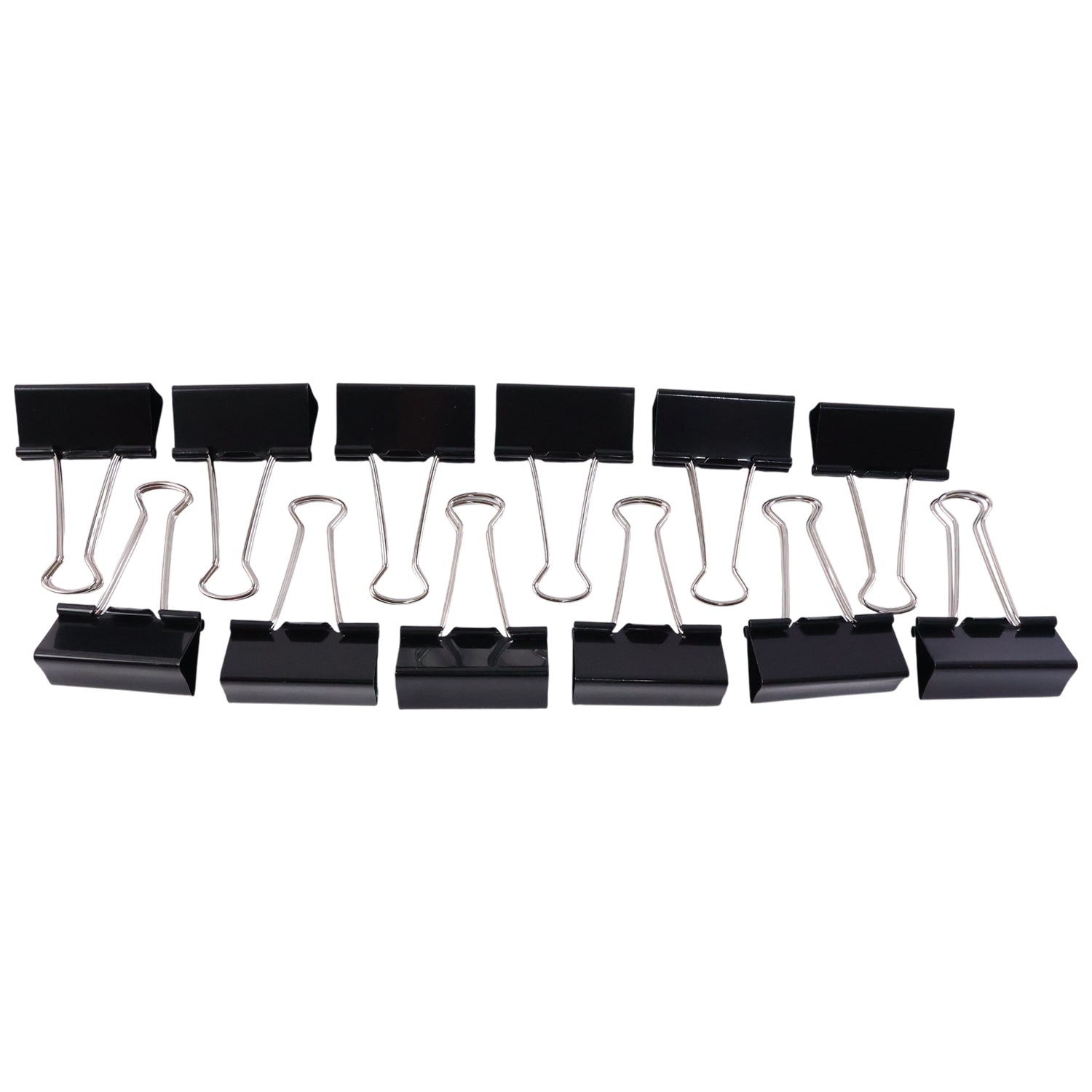 Black Metal Binder Clips (15 Mm 12 Pieces Set)