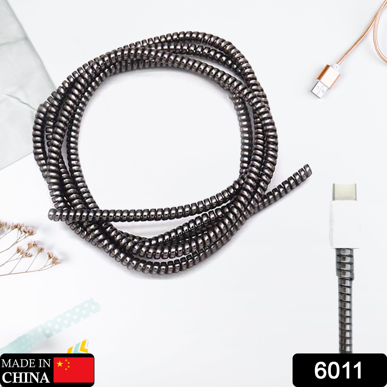 Metallic cable spiral protector for Mac charging cable